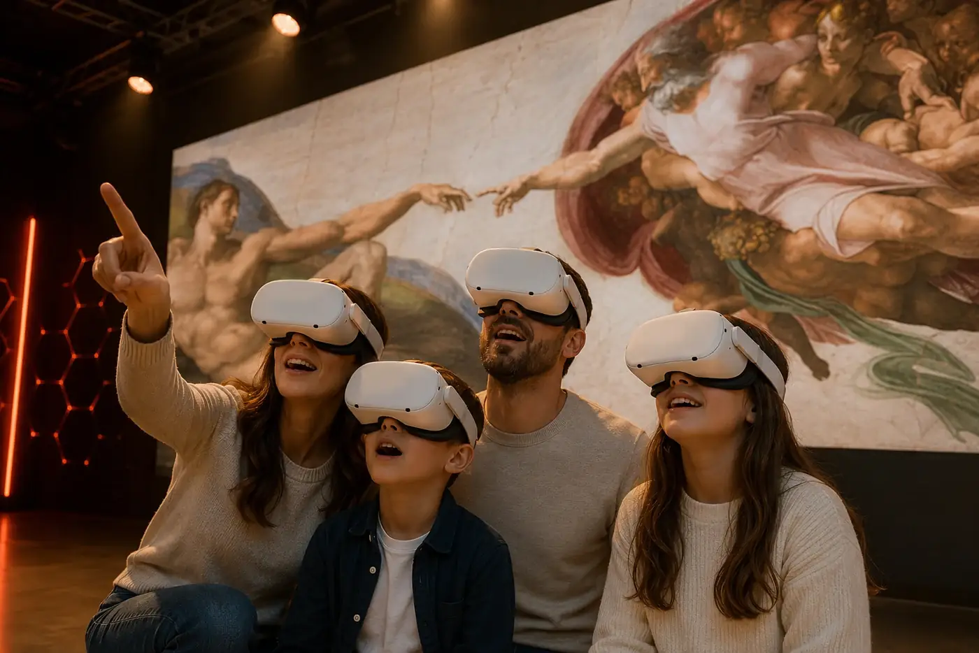 Famiglia in esperienza vArt a VRC Pisa