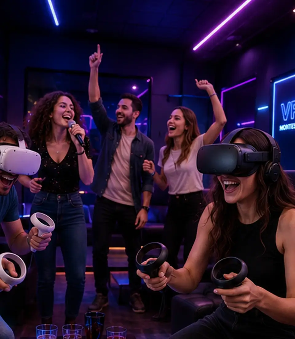 Amici in VR e karaoke durante un evento privato a VRC Pisa